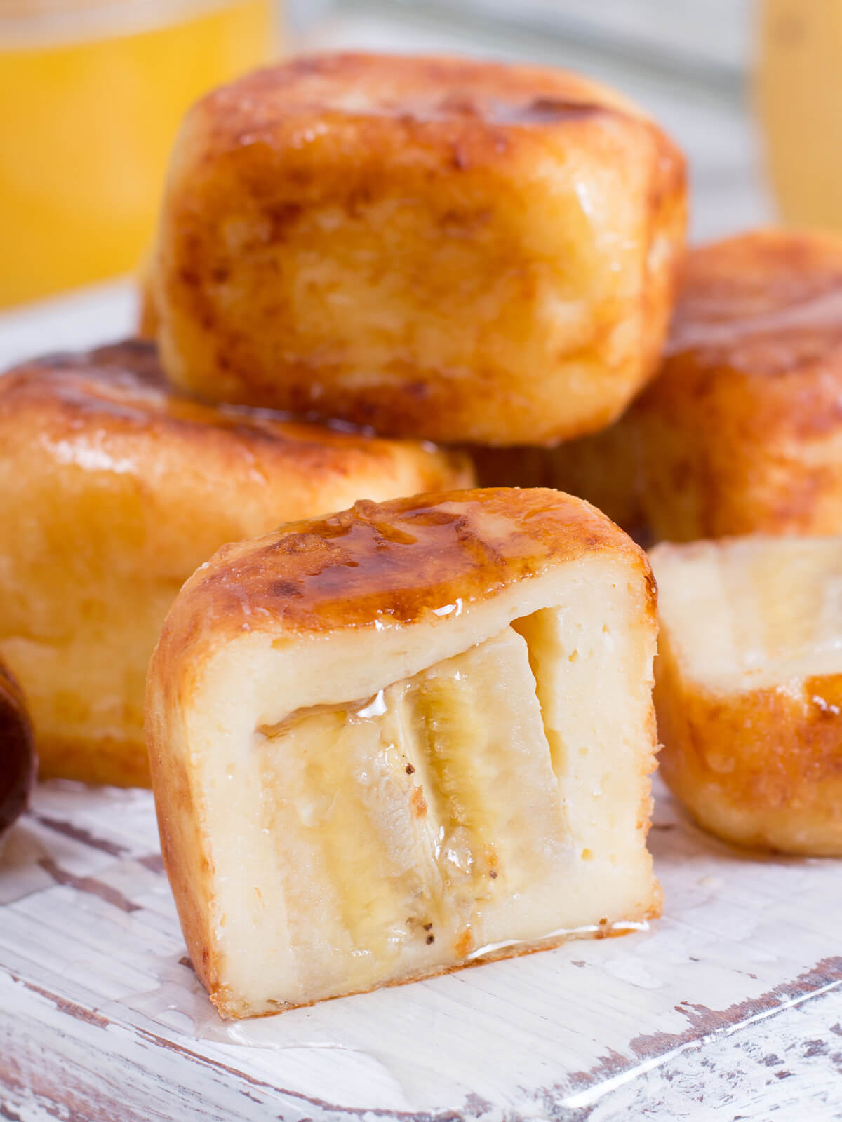 Quark-Bananen-Würfel mit Honig