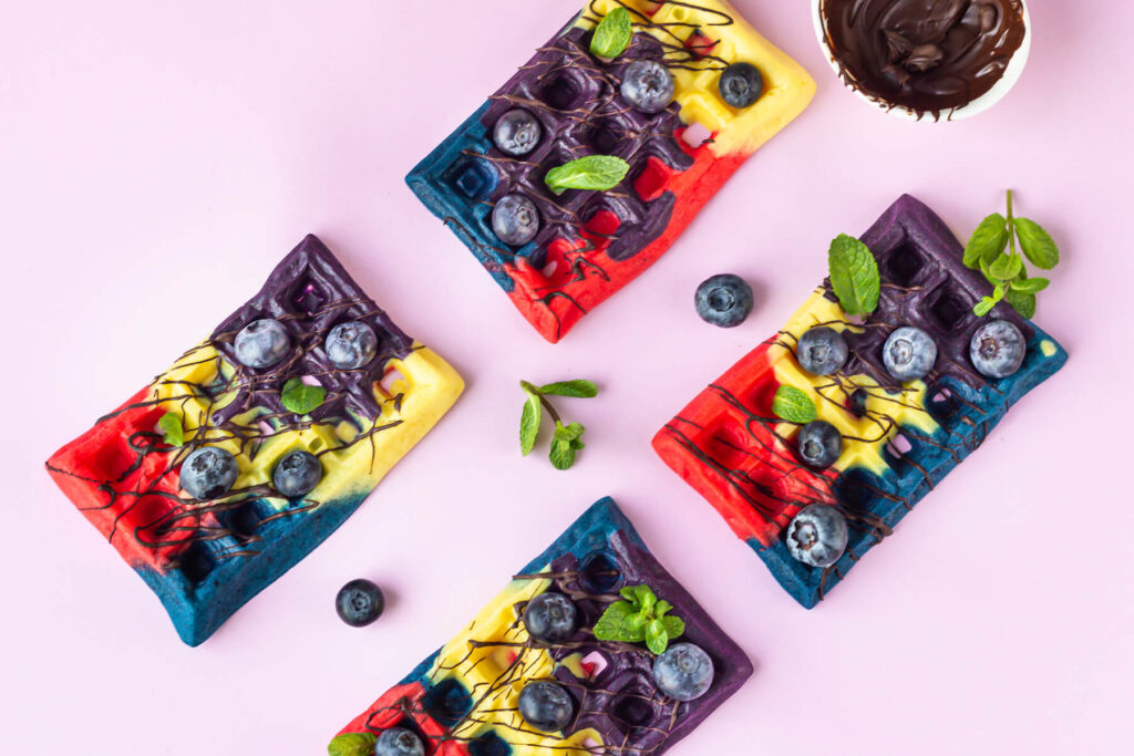 Bunte belgische Waffeln