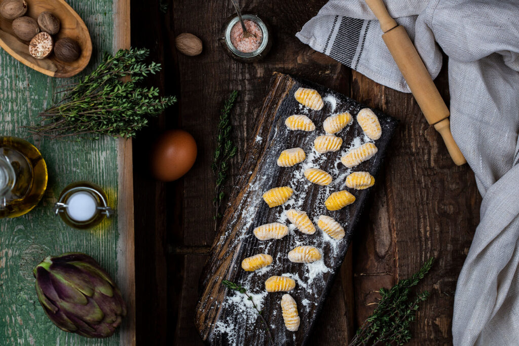 Kürbisgnocchi mit Steinpilzen in Gorgonzola-Sahnesauce